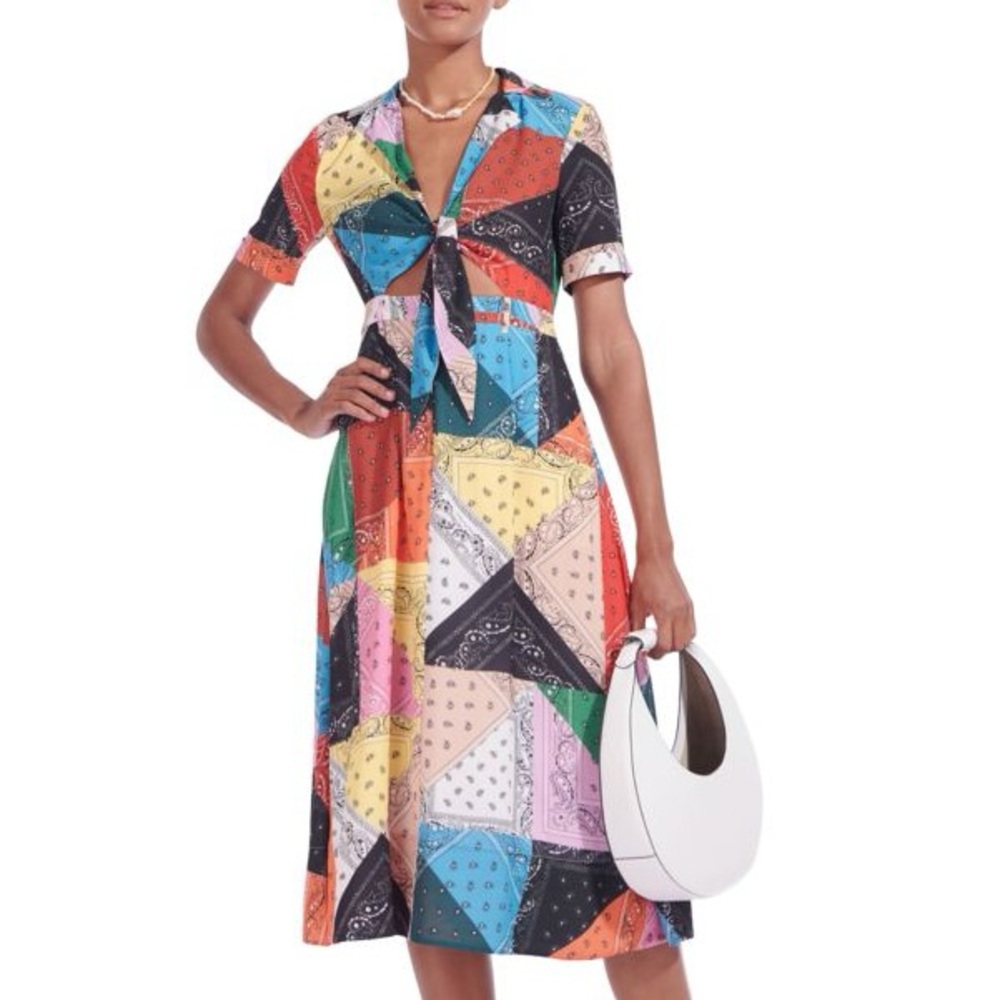 Staud Multicolor Patchwork Dress - image 5